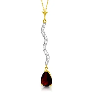 Minoan charm necklace-1.79 Carat 14K Solid Yellow Gold Each To Each Garnet Diamond Necklace