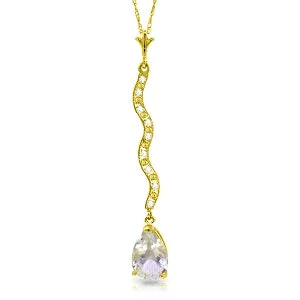 Sage twig necklace-1.79 Carat 14K Solid Yellow Gold Incessant White Topaz Diamond Necklace