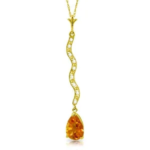 Subtle twist necklace-1.79 Carat 14K Solid Yellow Gold Soul Searching Citrine Diamond Necklace