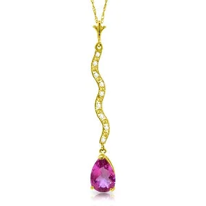 Onyx tip necklace-1.79 Carat 14K Solid Yellow Gold Wherever Whenever Pink Topaz Necklace