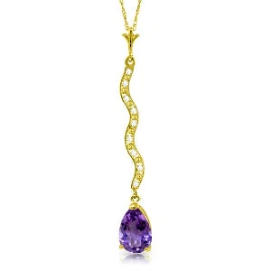 Yellow tiger eye necklace-1.79 Carat 14K Solid Yellow Gold Words Of Love Amethyst Diamond Necklace