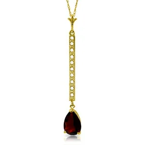 Pocked edge necklace-1.8 Carat 14K Solid Yellow Gold Necklace Diamond Garnet