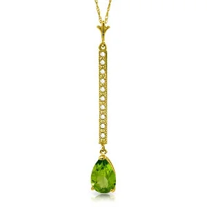 Soft check necklace-1.8 Carat 14K Solid Yellow Gold Provoked Peridot Diamond Necklace