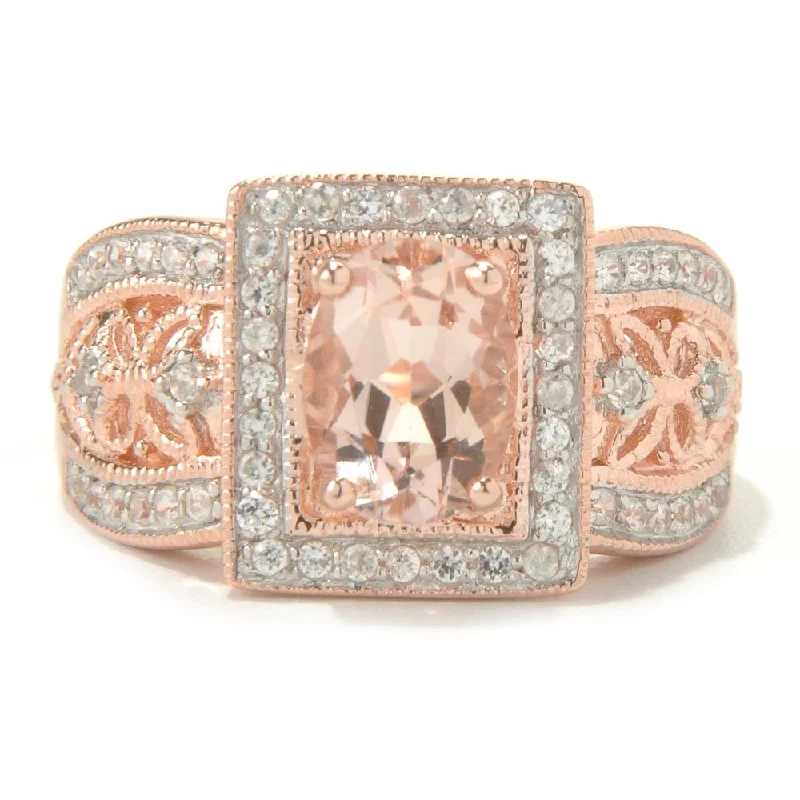 Summit ridge ring-10k Rose Gold Morganite and Diamond Ring (1/3cttw, H-I Color, I1-I2 Clarity)