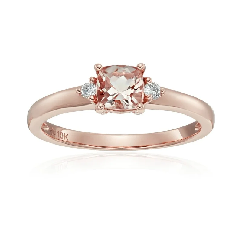 Daisy bloom ring-10k Rose Gold Morganite & Diamond Ring Size 7