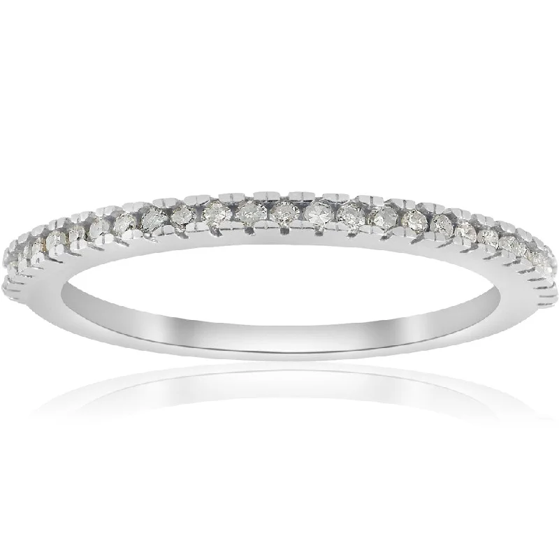 Willow twig ring-10k White Gold 1/10 ct TDW Pave Diamond Stackable Womens Wedding Ring (I-J,I2-I3)