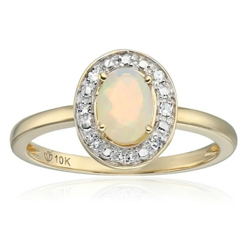 Plaid weave ring-10Kt Gold Ethiopian Opal and Diamond Ring