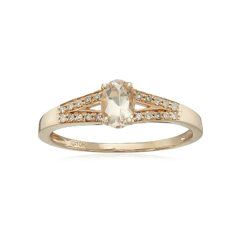 Turquoise vein ring-10Kt Gold Morganite and Diamond Ring