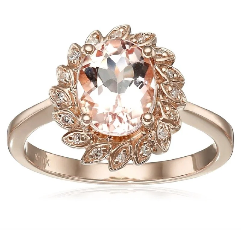 Fractured gem ring-10KT Rose Gold 1.9ctw Morganite & 0.07ctw Diamond Ring SZ 7 - Pink Size - 7