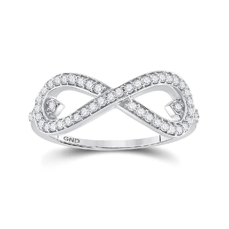 Notched edge ring-10kt White Gold Womens Round Diamond Infinity Ring 1/3 Cttw