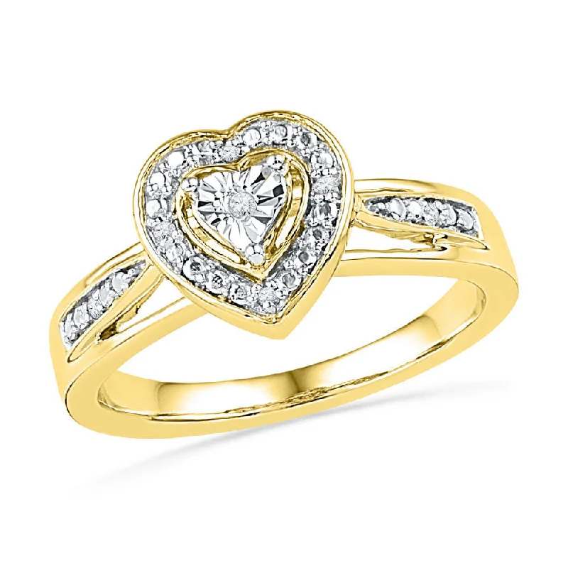 Cotton twist ring-10kt Yellow Gold Womens Round Diamond Heart Ring .03 Cttw