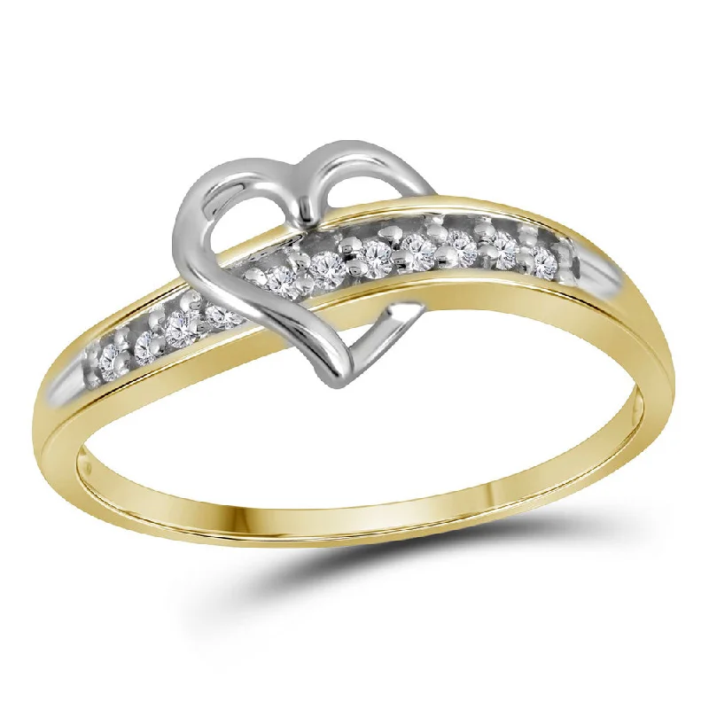 Sage twig ring-10kt Yellow Gold Womens Round Diamond Heart Ring 1/20 Cttw