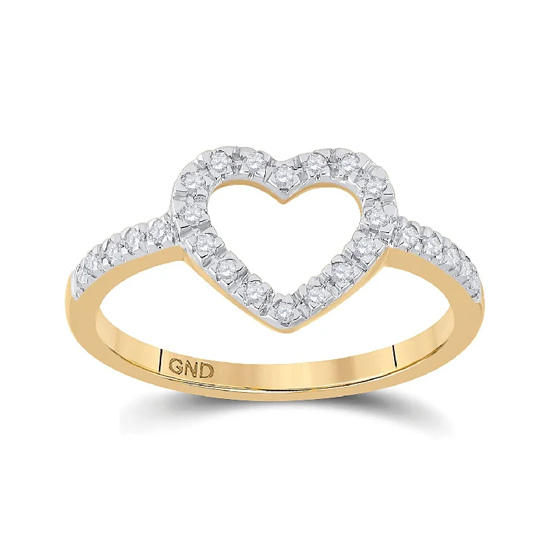 Tusk spike ring-10kt Yellow Gold Womens Round Diamond Heart Ring 1/5 Cttw