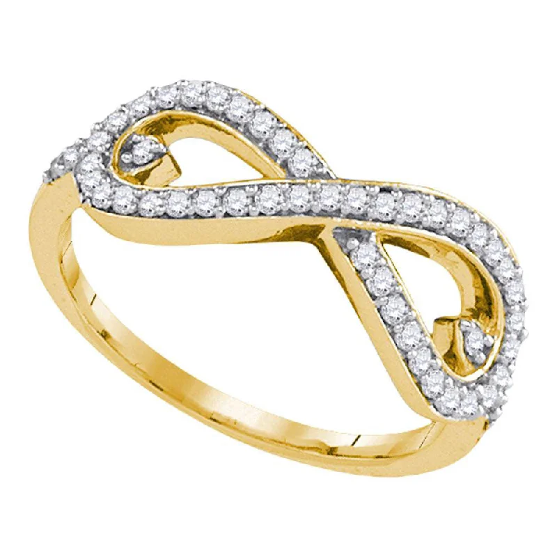 Helix coil ring-10kt Yellow Gold Womens Round Diamond Infinity Ring 1/3 Cttw