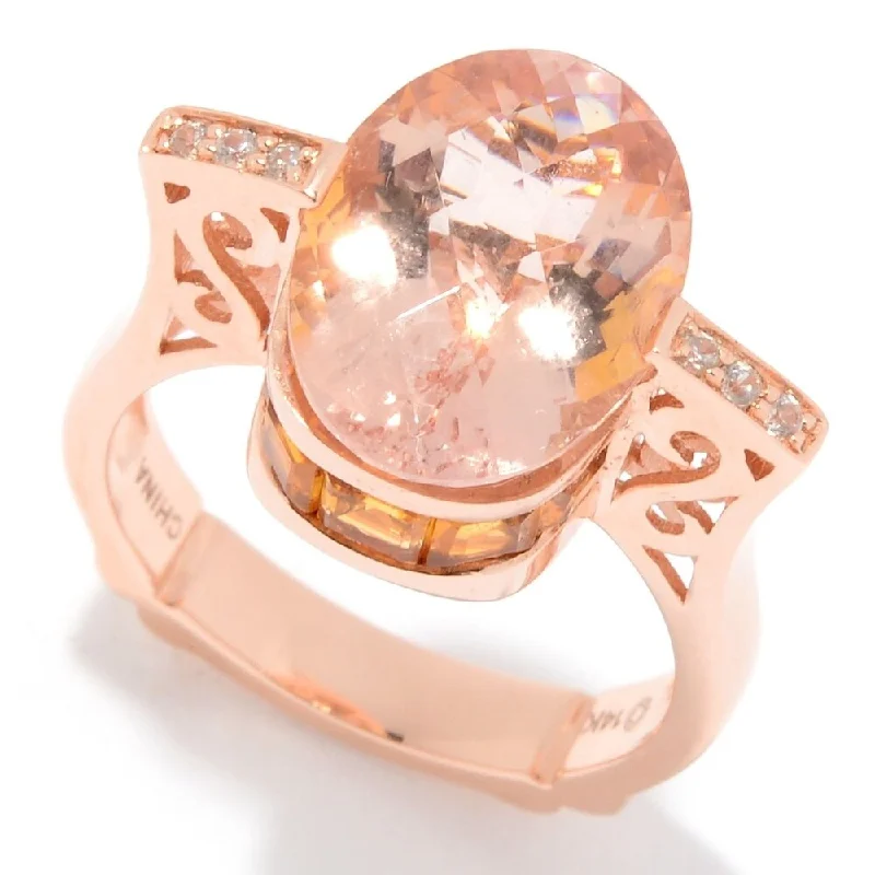 Brass relic ring-14K Gold 6.43ctw Morganite, Citrine & White Zircon Ring