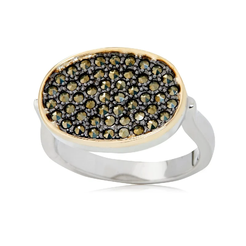 Ocean ridge ring-14k Gold and Sterling Silver Marcasite Ring