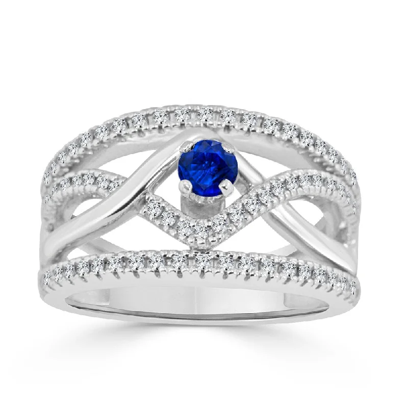 Reclaimed relic ring-14k Gold Infinity Inspired 1/4ct Blue Sapphire and 1/6ct TDW Diamond Engagement Ring by Auriya