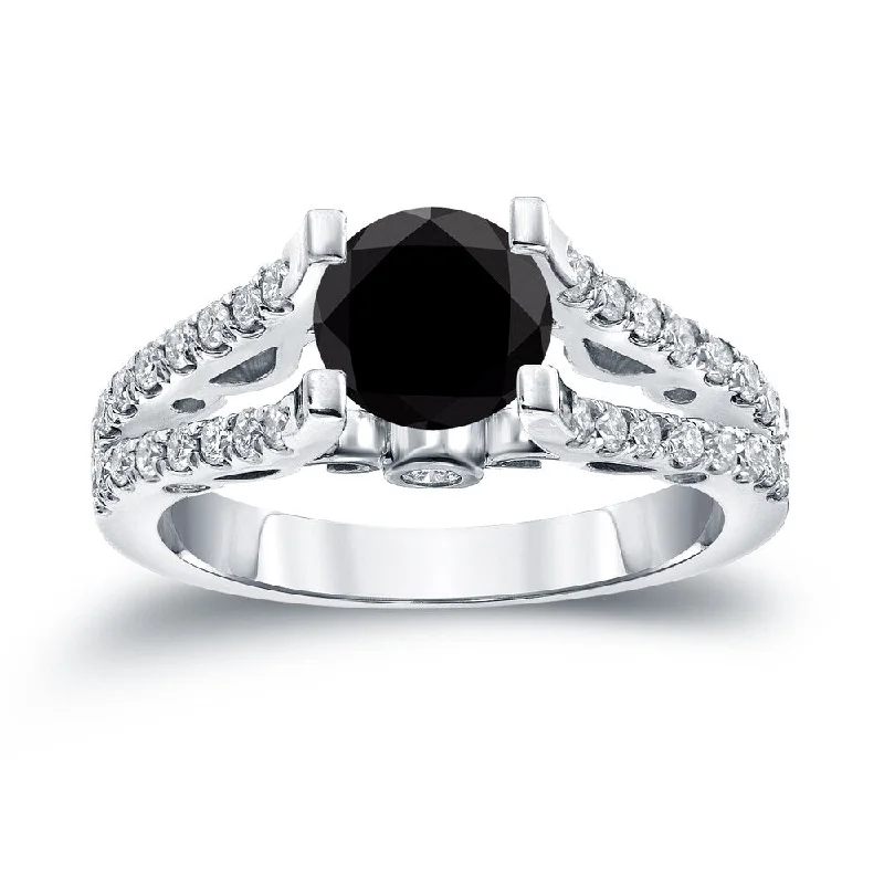 Zinc forged ring-14k Gold Modern 1 1/2ct TDW Black Diamond Engagement Ring by Auriya