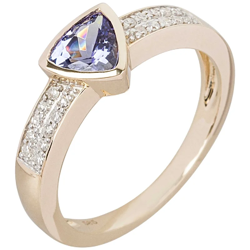 Forged alloy ring-14K Gold Tanzanite and Diamond Ring