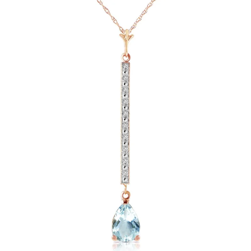 Twisted metal necklace-14K Solid Rose Gold Diamond & Aquamarine Necklace