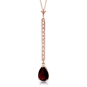 Shimmer spark necklace-14K Solid Rose Gold Diamond & Garnet Necklace Gemstone