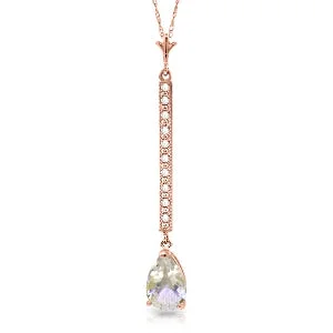 Forged alloy necklace-14K Solid Rose Gold Diamond & Rose Topaz Necklace Certified