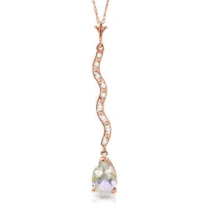 Tulip bud necklace-14K Solid Rose Gold Diamond & Rose Topaz Necklace