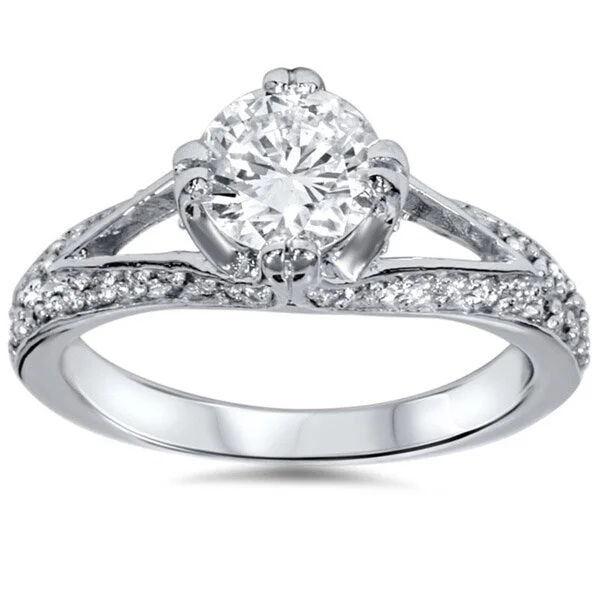 Tilted stone ring-14k White Gold 1 1/10ct TDW Diamond Ring