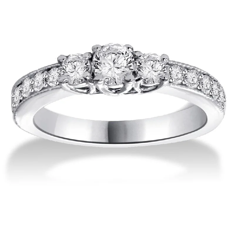 Slotted vent ring-14k White Gold 1/ 2ct TDW Three-stone Diamond Ring