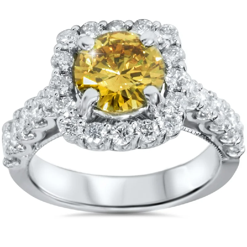 Granite grit ring-14k White Gold 2 5/8ct TDW Yellow and White Diamond Ring