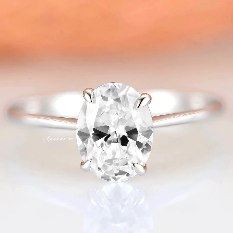 Carved ridge ring-2CT Moissanite Engagement Ring- 14K White Gold