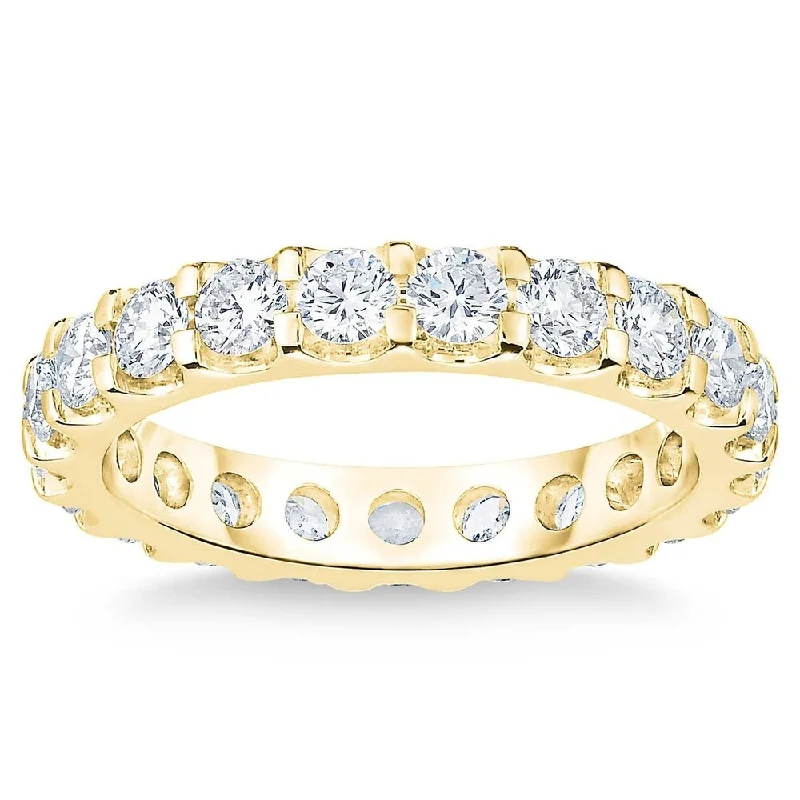 Crimped rim ring-14k Yellow Gold 2 Ct Diamond Eternity Ring Lab Grown (G/H,VS)