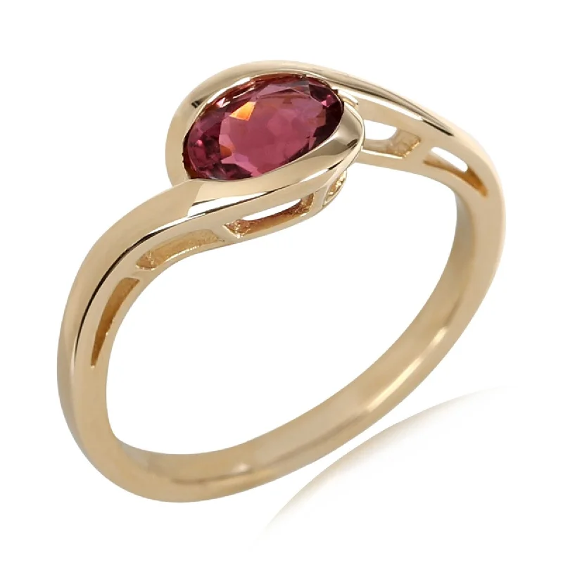 Edwardian bend ring-14Kt Yellow Gold Pink Tourmaline Ring