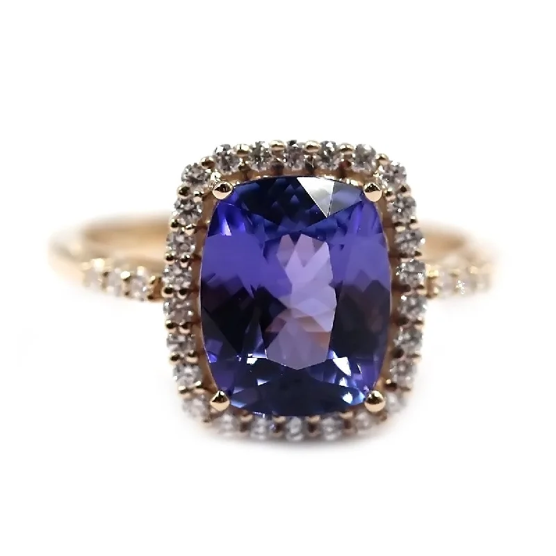 Briolette ruby ring-14Kt Yellow Gold Tanzanite and Diamond Ring