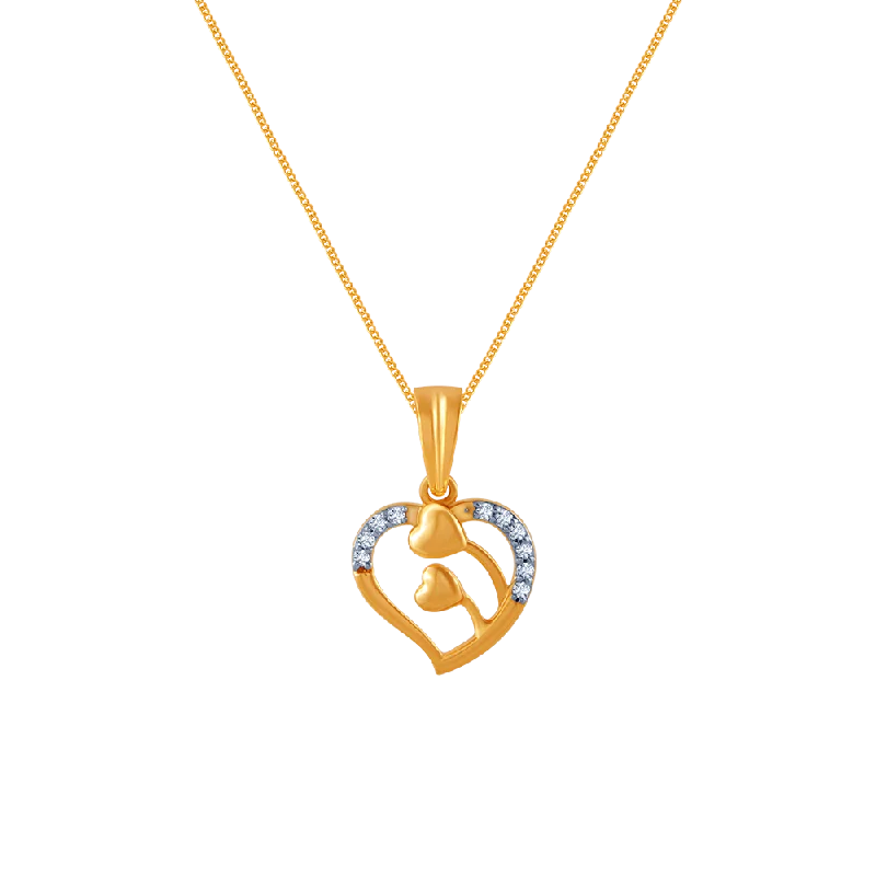 Striped band necklace-18k (750) Yellow Gold And Diamond Pendant For Women