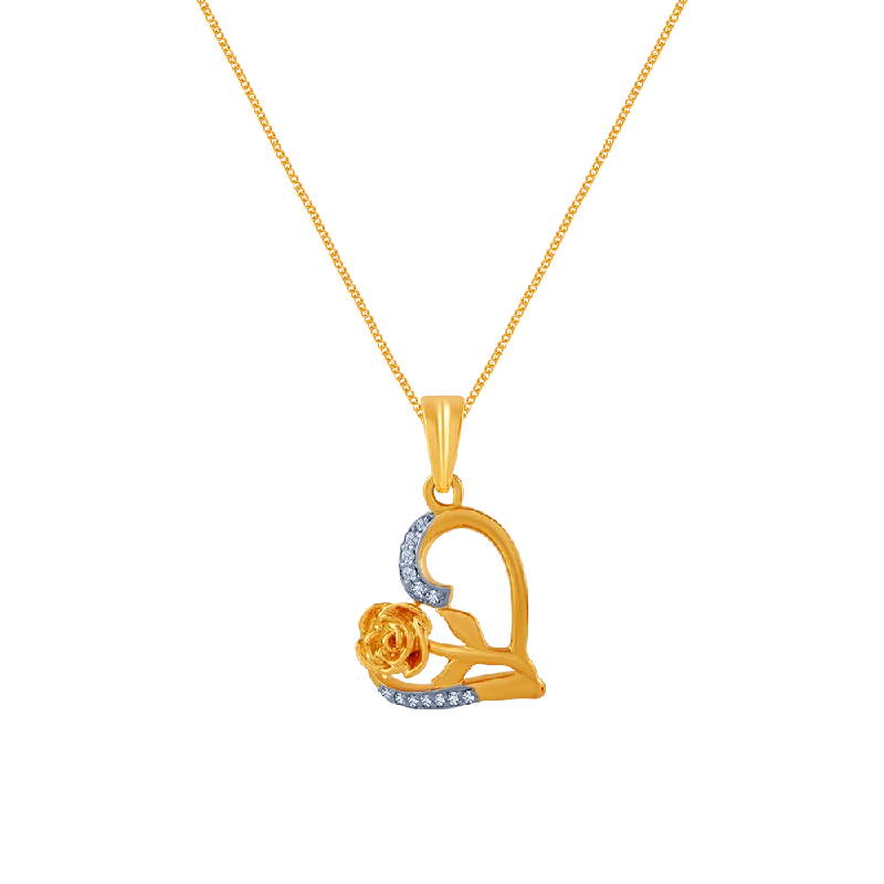 Leaf braid necklace-18k (750) Yellow Gold And Diamond Pendant For Women