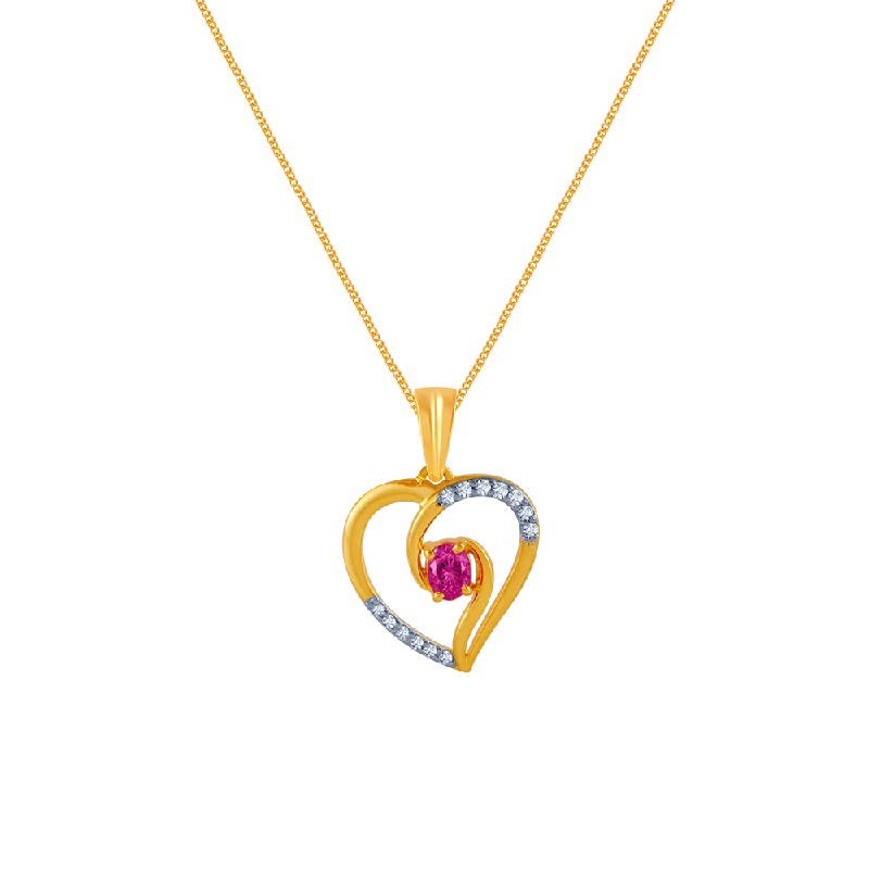 Linen weave necklace-18k (750) Yellow Gold And Diamond Pendant For Women