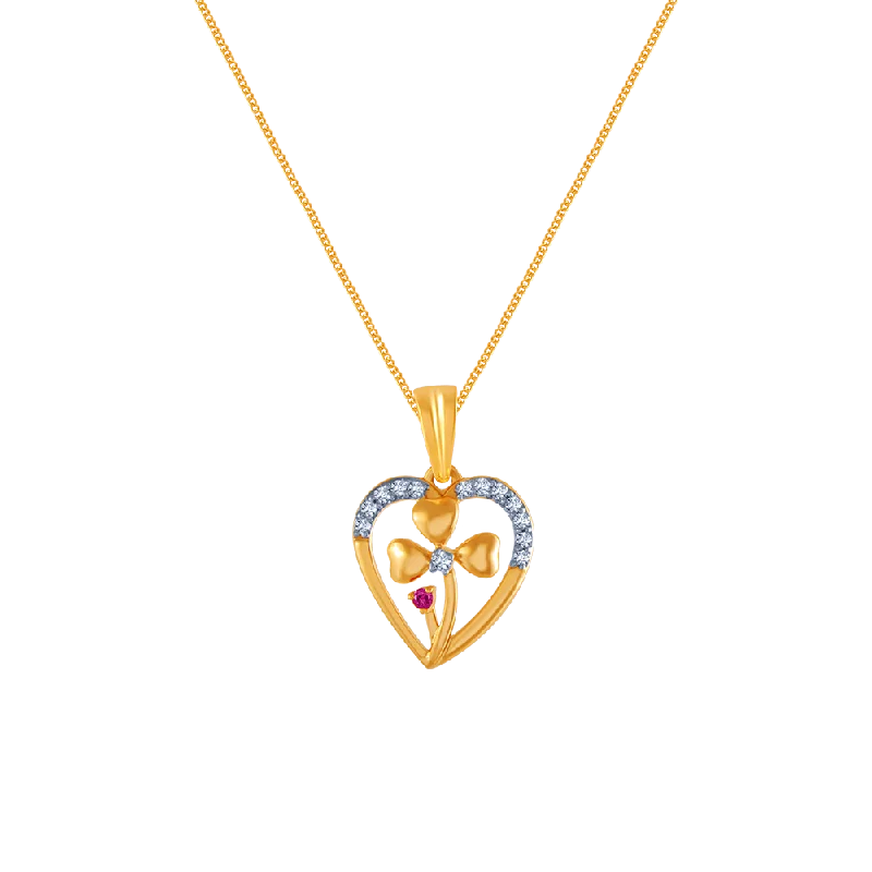 Maple grain necklace-18k (750) Yellow Gold And Diamond Pendant For Women