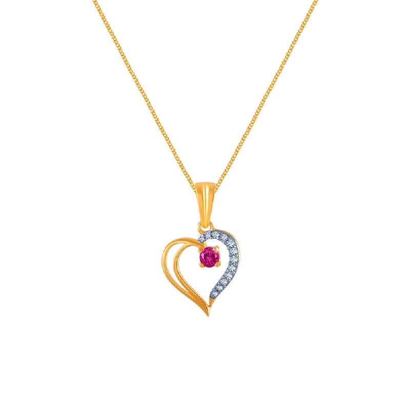 Tin toned necklace-18k (750) Yellow Gold And Diamond Pendant For Women