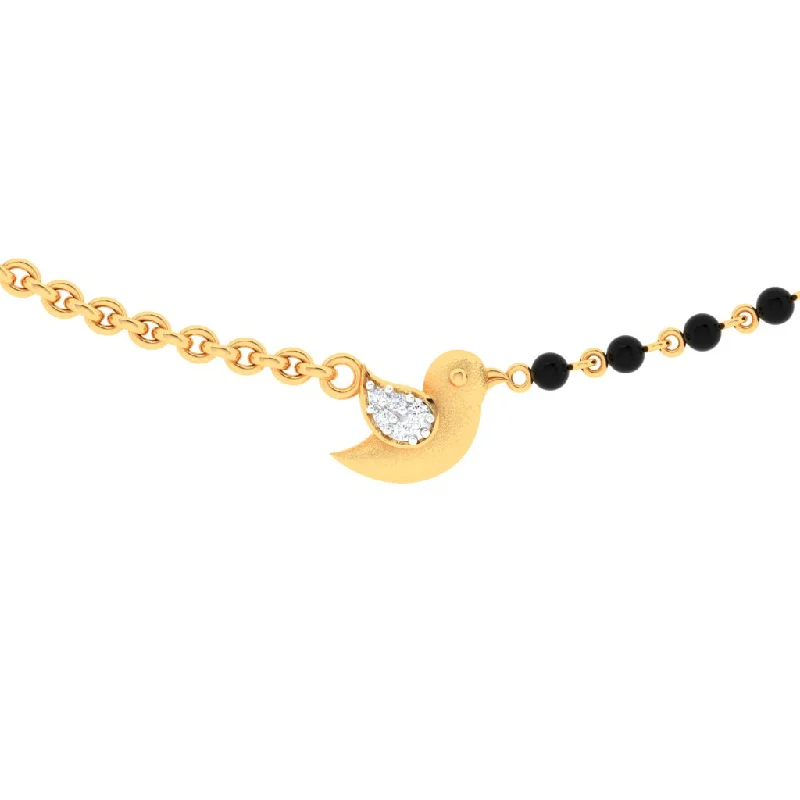 Tinted gem necklace-18k Bird Shaped Pc Chandra Diamond Mangalsutra