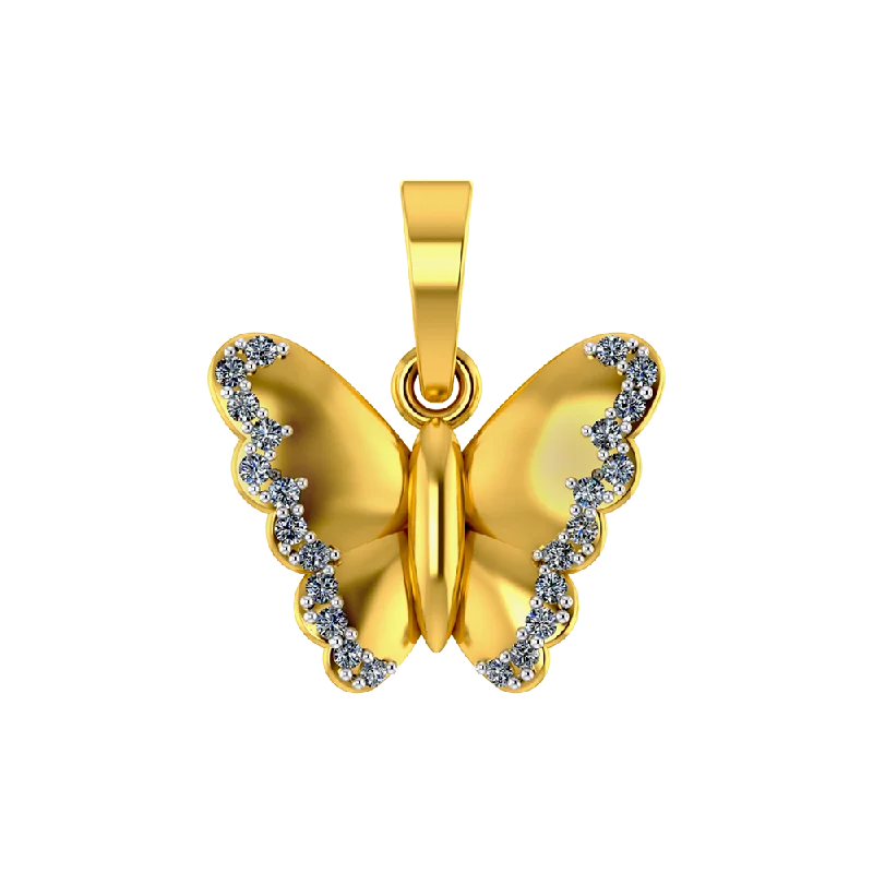 Brass relic necklace-18k Butterfly Diamond Gold Pendant