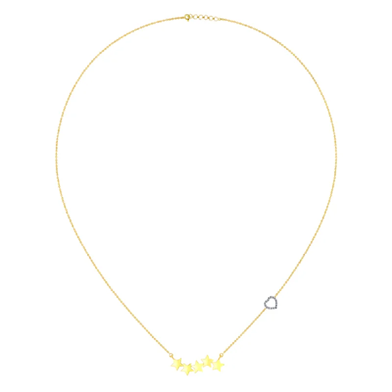 Spotted finish necklace-18k Diamond Gold Pendant With The Design Of 5 Stars