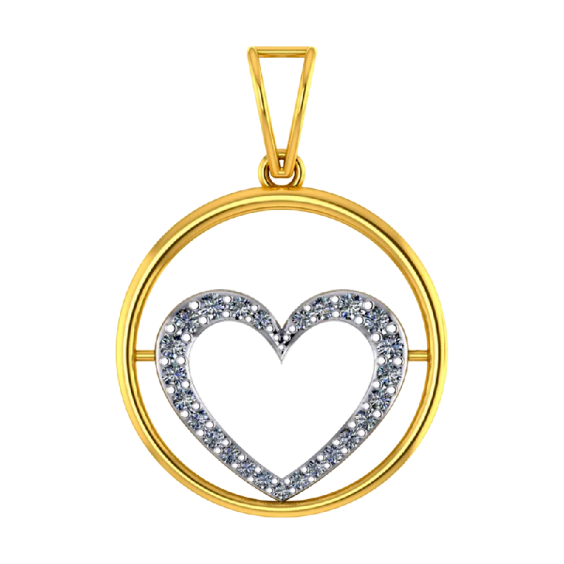 Hazy quartz necklace-18k Diamond Pendant With Diamond-studded Heart In The Centre Of A Circle