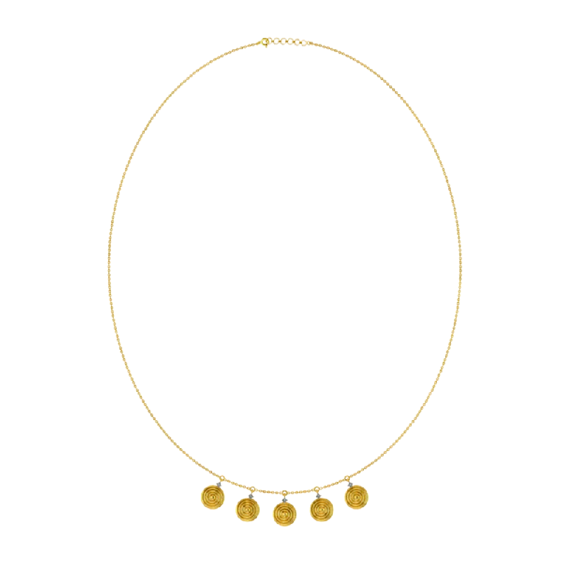 Crimped rim necklace-18k Sleek Diamond Gold Necklace