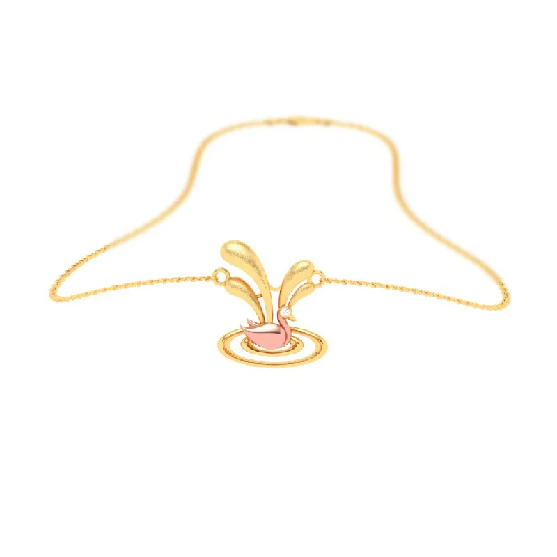 Sweeping edge necklace-18k Swan Themed Diamond And Gold Pendant Set For Monsoon