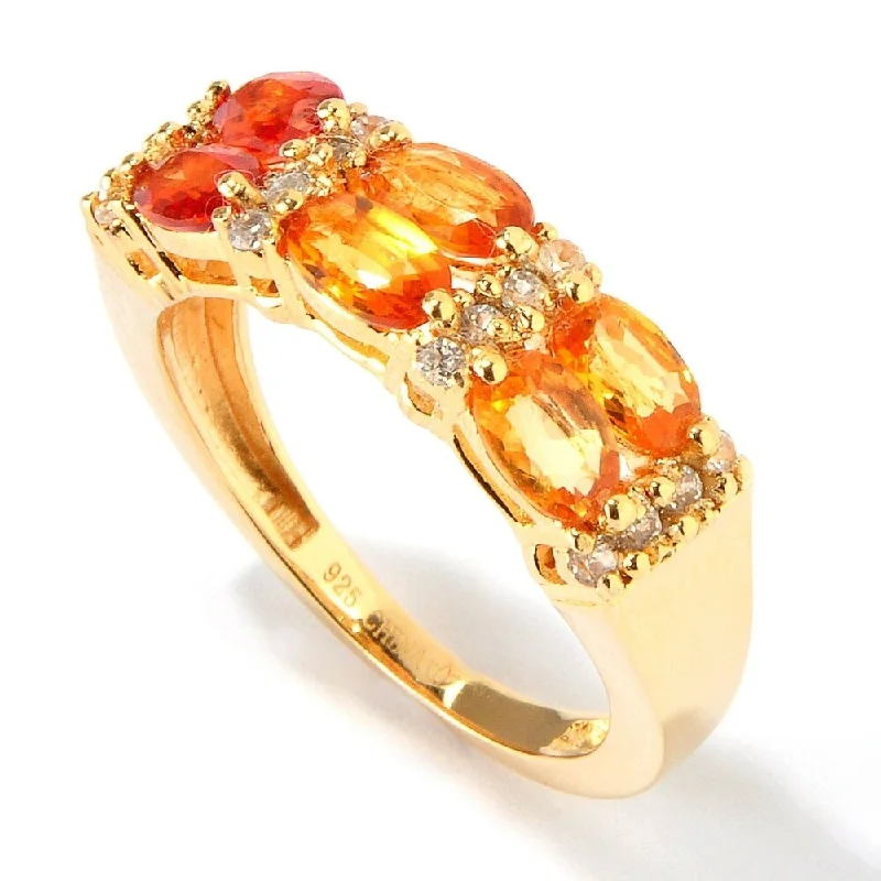 Leaf braid ring-18K Yellow Gold Over Silver 2.06ctw Shaded Orange Sapphire Ring SZ 6