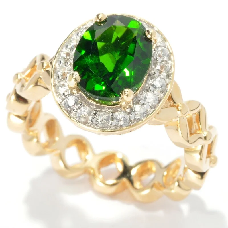 Granite grit ring-18K Yellow Gold Silver 2.74Ctw Chrome Diopside Solitaire W/ Accent Ring