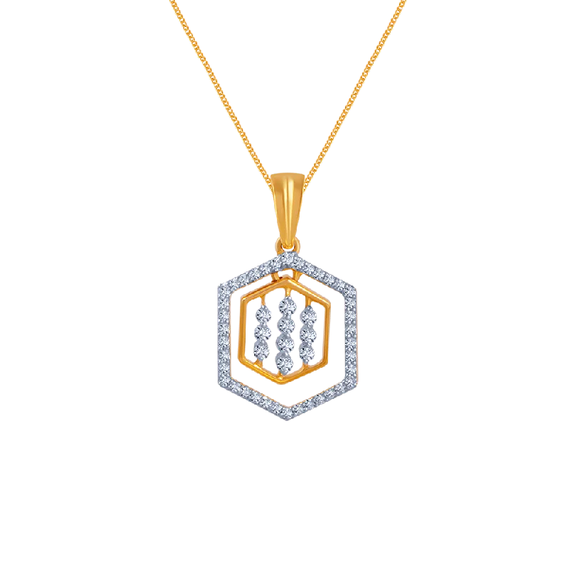 Birch wood necklace-18KT (750) Yellow Gold And Diamond Pendant For Women