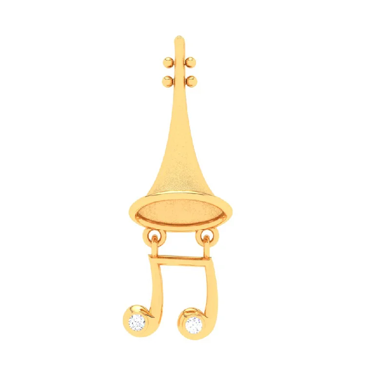 Fractured gem necklace-18KT Musical Note Trumpet Gold Pendant From Diamond Collection