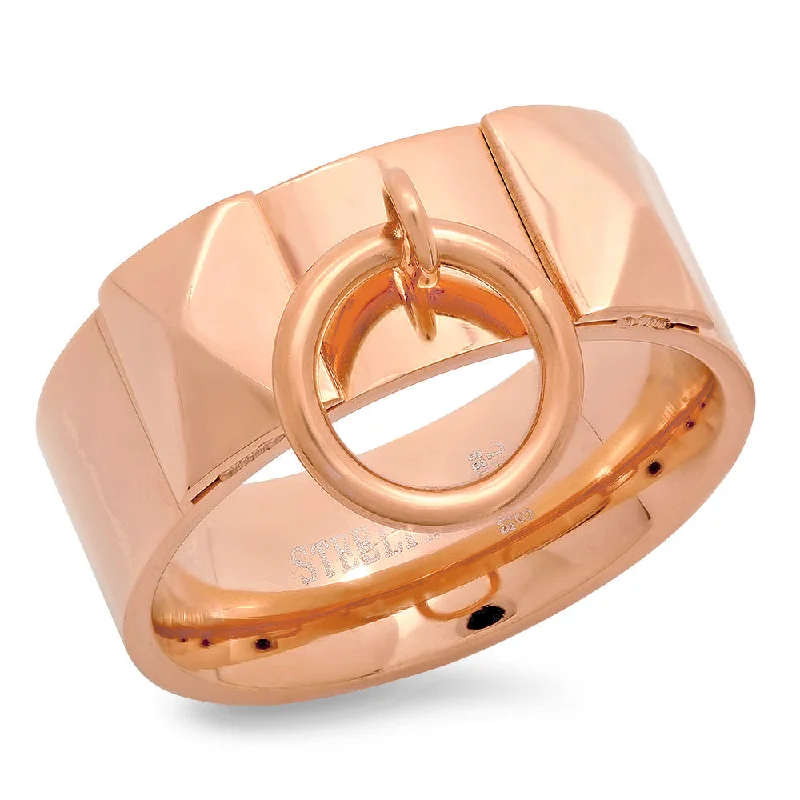 Soft check ring-18kt Rose Gold Plated Stainless Steel Ring